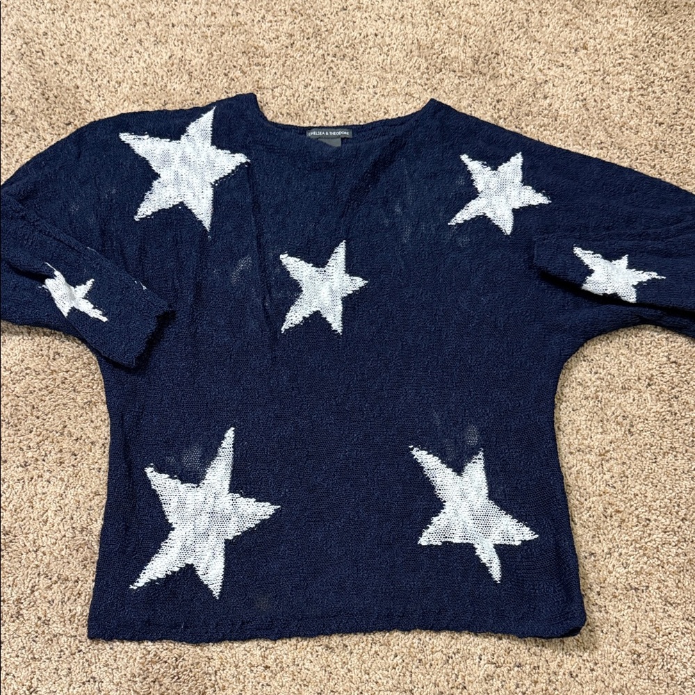 Navy Star Pattern Women's Sweater